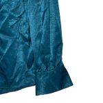 Worthington Satin Texas Teal Draped Textured Blouse Hi Neck Bow Women PXXL NWT Photo 2