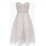 NADINE MERABI Olivia Strapless Lace Dress, Designer Luxury Medium (8) White, NWT White Photo 4
