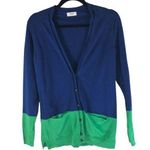 Lands' End Canvas Womens Cardigan Sweater Pockets Colorblock Blue Green S? Photo 0