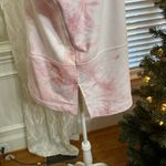 MELLODAY Tie Dye Hoodie Long Sleeve V Neck Pullover Pink White pockets XL Photo 4