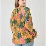 Daniel Rainn  Papaya print pleated boho blouse XS NWT Photo 1