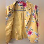 Allegra K Women's Open Front Workwear Crop Suit Blazer Jacket Yellow-Floral Photo 5