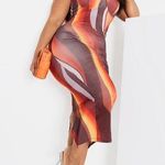 Pretty Little Thing Womens New  Plus Brown Ombre Stripe Cup Detail Midi Dress Photo 0