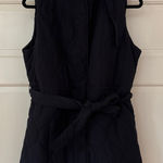 Poetry Navy Blue Hooded Quilted Belted Longline Puffer Vest Size 14 Photo 0