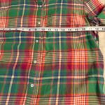J. McLaughlin Womens Size 6 Green Orange Plaid Button Down Cotton Shirt Blouse Photo 5