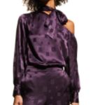 Milly NEW  Tyla One Shoulder Diamond Jacquard Silk Blend Blouse Photo 1