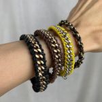 NWOT 4 Chain Link Braided Bracelets Set Gold Silver Tone Black Brown Yellow Cord Photo 7