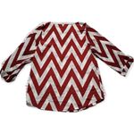 Dina Be Chevron 3/4 Sleeve Silky Burgundy & White Blouse  Women’s S Business Photo 2