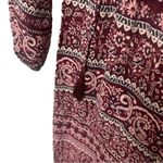 Luxology  Boho Paisley Long Maxi Shift Dress Hippie Floral Burgundy Pink Medium Photo 3