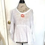 C.M.C Womens Blouse Top Sz Small Bohemian Ruffle Flare Slit Sleeves High Low Photo 11