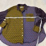 Urban Outfitters  Women Button Down Top Yellow Colorblock Paisley Casual Sz Small Photo 2