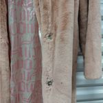 Juicy Couture  Women’s Medium Dusty Pink Teddy Trench Faux Fur Coat Long Plush Photo 12