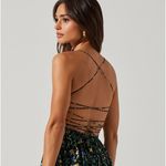 ASTR the Label Stasia Black Floral Smocked Maxi Dress Strappy Open Back Medium Photo 7