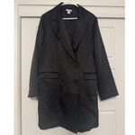 H&M sz XL Women Satin Double Breasted Black Lined Blazer Dress Career Party Chic Photo 4