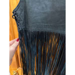 Vent Couvert Paris Black Leather Fringe Vest Boho Western Moto Size L Size L Photo 2