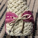 Brighton Straw & Pink Leather Vintage Purse adjustable strap crossbody B31 Photo 10