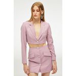 NWT Nana Jacqueline‎ Stella Cropped Blazer Diamond Crystal Single Button Purple Size M Photo 4