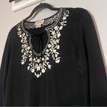 Neiman Marcus  Embroidered Sweater Blouse Top Black White Silk Cotton Size Small Photo 1