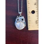 Mestige Owl Necklace Silver Tone Cubic Zirconia Mother of Pearl 22" Whimsigoth Photo 3