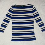 Ralph Lauren  Petite Blue Striped Top Womens Size L Photo 0