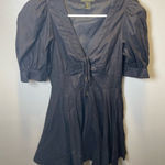 House of Harlow 1960 Women's Linen Blend Puff Sleeve Mini Dress Black Size 4 Photo 0