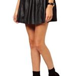 ASOS  Faux Leather Pleated Black Mini Skater Skirt Size 2 Photo 1