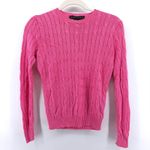 Ralph Lauren Black Label Pink Cable Knit Crewneck Long Sleeve Silk Sweater Small Photo 1