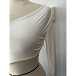 Nasty Gal  white satin part time lover bare Shoulder Long Sleeve bodysuit Size 8 Photo 1