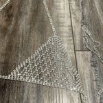 Sexy Body Chain Crystal Mesh Backless Halter Crop Top and Panties Silver Size undefined Photo 3