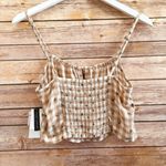 BP Crop Camisole Women’s Size XS Ivory Beige Picnic Check NWT Photo 1