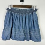 BCBGeneration  Boho Mini Skirt Womens Large Blue Chambray Embroidered Indie Y2K Photo 1