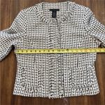 Apostrophe  Women’s Tweed Blazer Jacket Knit Preppy Fringe Petite Size 10P Zip Photo 4