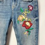 ZARA  Medium Wash Floral Embroidered Studded Skinny Jeans 2 Photo 5