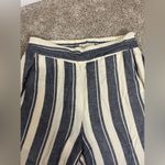 Madewell Linen Blend Side-Button Huston Pull-On Crop Pants in Indigo Stripe XS Photo 12