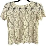 ZARA Floral Embroidered Sheer Cotton Blouse Top Romantic Key Hole Back S Cream Photo 0