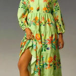 Farm Rio  x Anthropologie Off-The-Shoulder Tiered Floral Midi Dress | NEW | XXS Photo 0