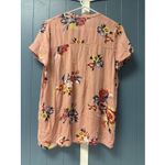 Old Navy  Women's M Blush Coral Pink Floral Soft Top Pin Tuck Tie Neck Photo 4