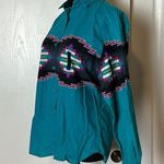 90s VINTAGE TEAL WESTERN ROPER COLLARED BUTTON UP LONG SLEEVE Blue Size M Photo 1