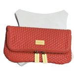 Cornelia Guest Clutch Womens coral Woven Faux Leather Foldover Purse Zip Bag Red Photo 0