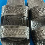 None Black Textured Slide Sandals 5 Photo 1