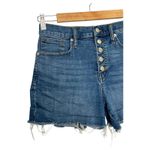 Madewell Jean Shorts Womens 28 Blue Button Fly High Rise Denim Frayed Hem Boho Photo 4