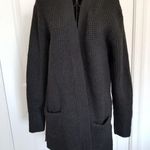 Caslon  Womens Open Front Cardigan Sweater Black Side Slits Ribbed Cuffs Size XS Photo 1