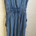 Michael Stars Anthropologie  Denim ruffled open shoulder jumpsuit‎ size small Photo 10