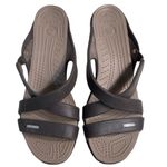 Crocs Cyprus IV Platform Heel Strappy Sandals Mushroom Espresso Women’s 10 Photo 1