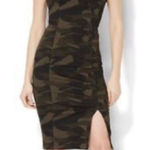 New York & Company Camo off shoulder knee slit dress M Green Size M Photo 0