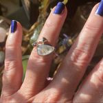 Rainbow Moonstone And Garnet Solid Sterling Silver Ring Size 6 Red Photo 4