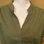 Apt. 9  Womens Button Up Olive‎ Green Short Sleeves Collar Pleated size 1X Photo 2