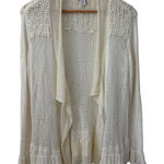 Chico's Crochet Knit Open Cream Waterfall Cardigan Sz L 2 Cotton Old Money Work Photo 0