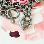 Sterling Silver  Pave Crystal Heart Necklace and Earring Set Photo 2