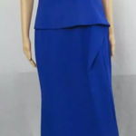 Vince Camuto Blue Gown One Shoulder Ruffled Side High Slit Prom SZ2 $228 Photo 0